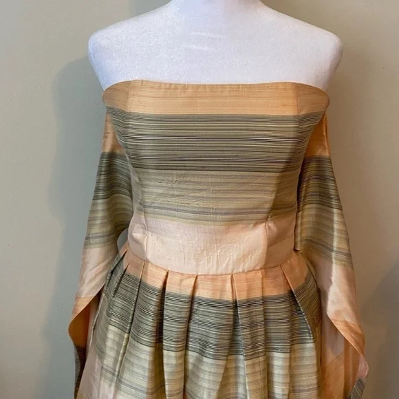 Armani Collezioni Silk Taffeta Strapless Cocktail Dress Peach Tan Size 4 - Picture 8 of 12